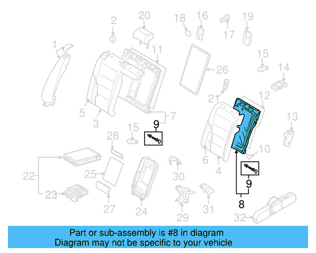 Seat Back Cover 1K5-885-806-DG-NVH - View 6