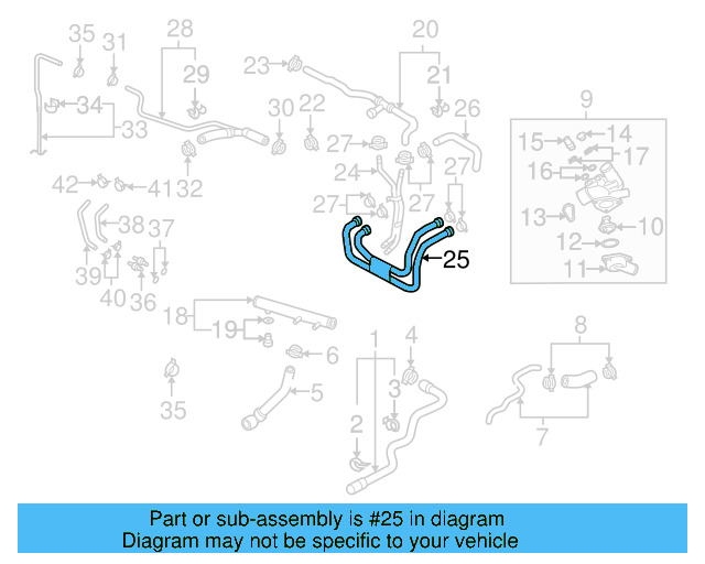 Heater Hose 7L0-122-073-B - View 3
