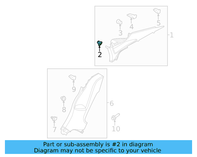 Upper Center Pillar Trim Clamp 4A0-867-276-C - View 14