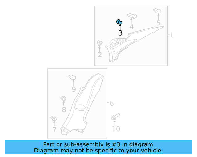 Upper Center Pillar Trim Clamp 4A0-867-276-C - View 13