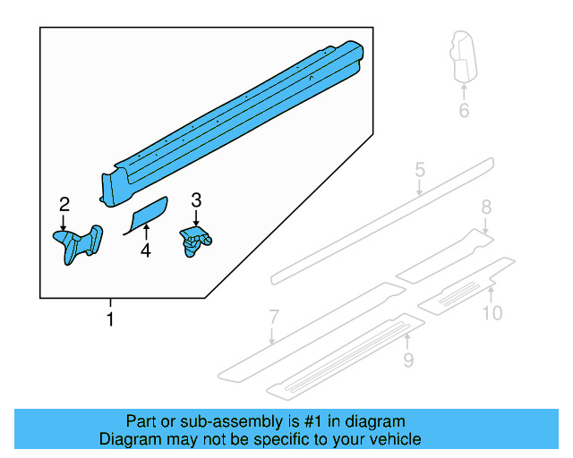 Rocker Molding 3B0-853-855-D-B41 - View 7