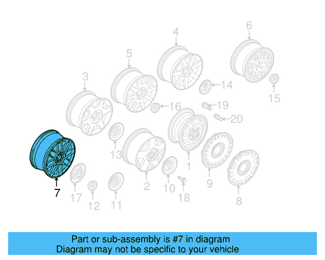 Wheel, Alloy 1J0-601-025-AM-88Z - View 8