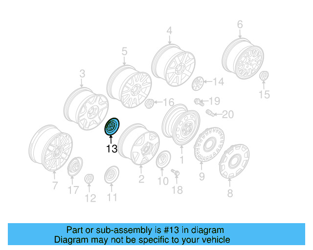Center Cap 1J0-601-149-G-GJW - View 7