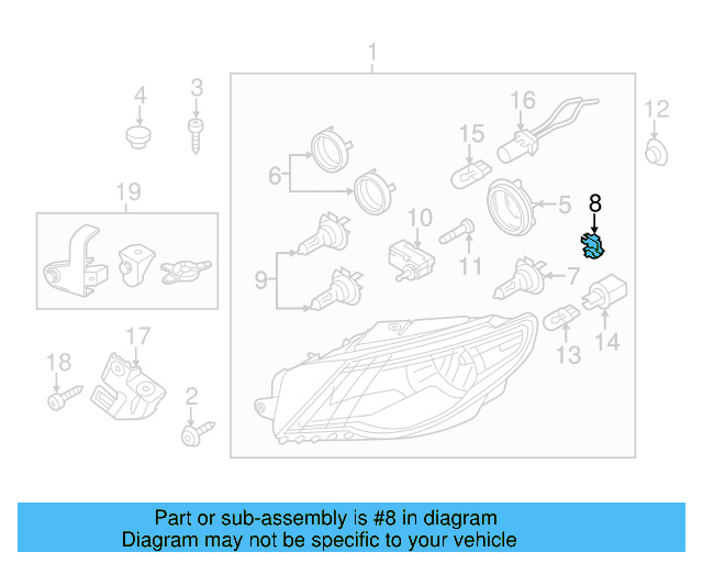 Low Beam Bulb Retainer 1T0-941-160-A - View 5