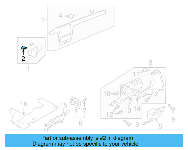 Upper Column Cover Clip 561-867-190 - View 6