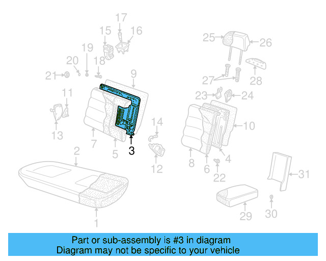 Seat Back Frame 3B9-885-502-K - View 15