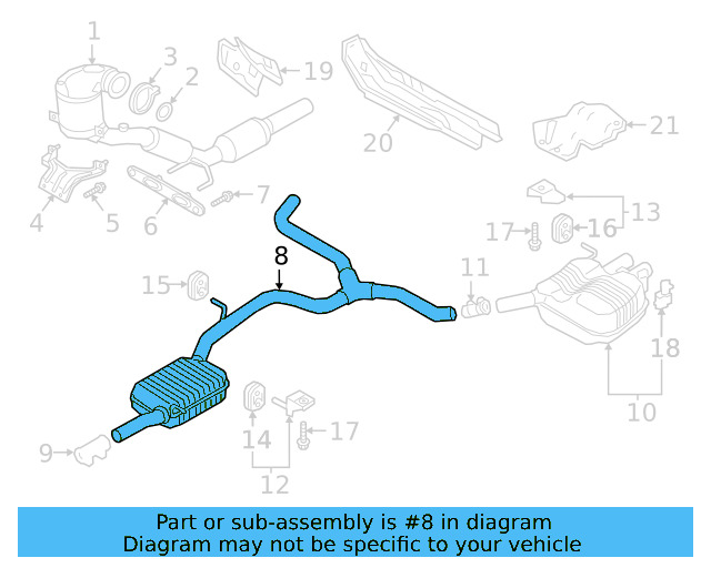 Center Muffler 3Q0-253-409-P - View 2