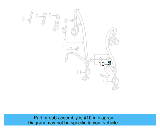 Center Seat Belt Button 443-857-847-A - View 9