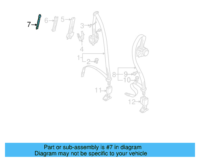 Seat Belt Height Adjuster Bracket 7L0-880-343-D - View 10