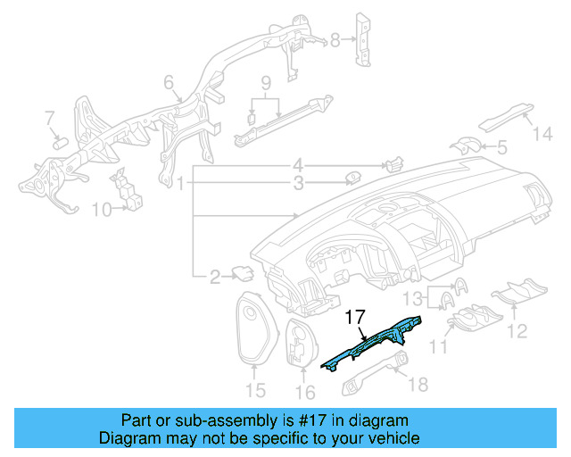 Instrument Panel Cover 7L6-858-129-B-9B9 - View 7