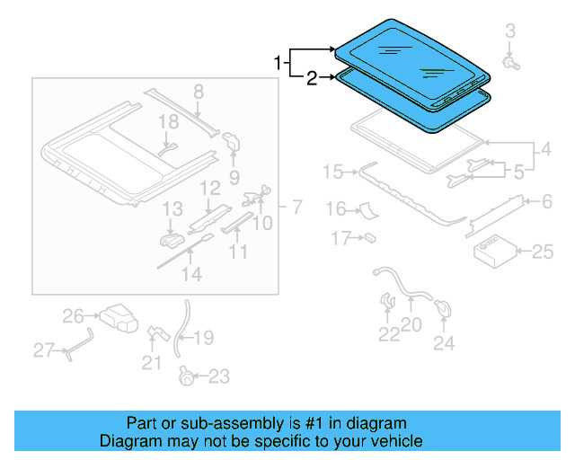 Sunroof Glass 1K6-877-071 - View 13