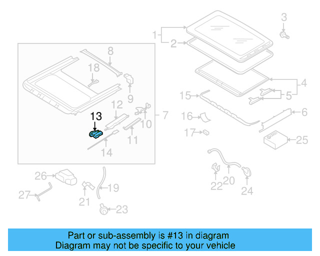 Sunroof Guide Jaw Bracket 8D5-877-483 - View 39