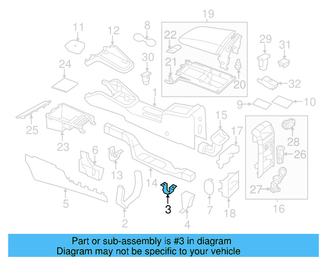 Console Body Center Bracket 5N0-867-190 - View 24