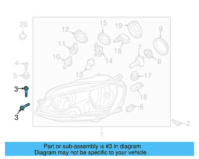 Headlamp Assembly Bolt N-911-996-01 - View 11