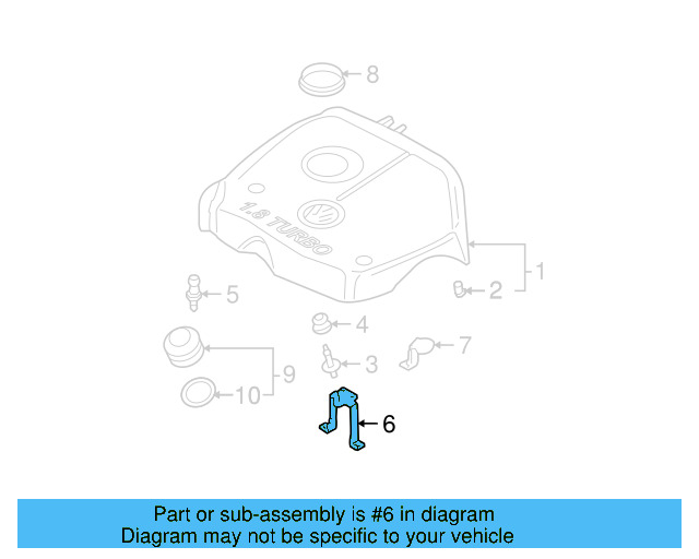Engine Cover Bracket 06A-103-309-AE - View 2