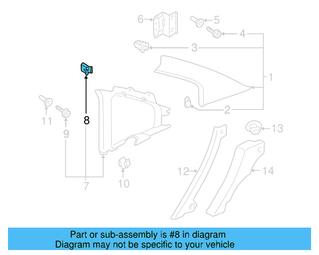 Instrument Panel Retainer Clip 3B5-867-208-A - View 12