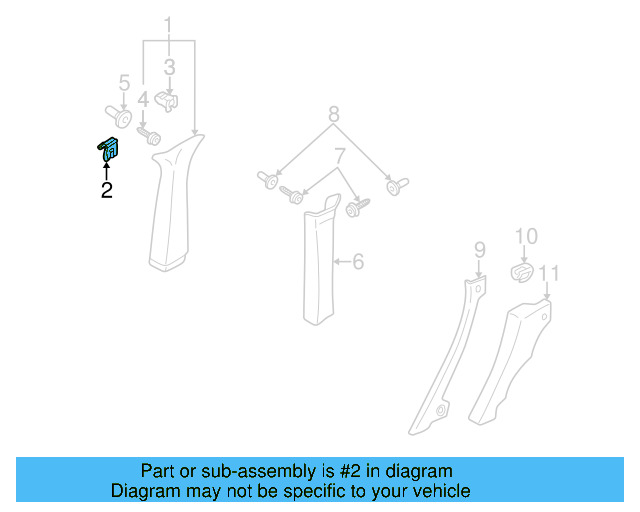 Upper Quarter Trim Clip 3B0-880-288-A - View 11