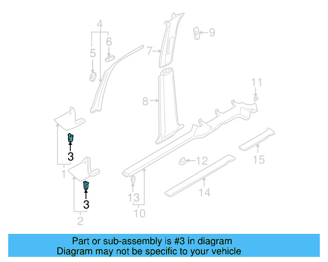 Cowl Trim Clip 1J0-867-276-B - View 5