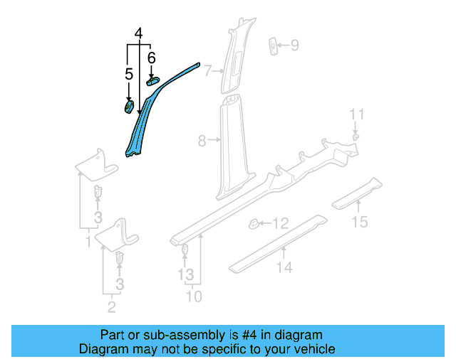 Windshield Pillar Trim 1J0-867-351-E-4R4 - View 5