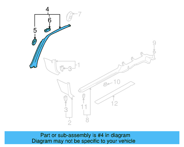Windshield Pillar Trim 1J0-867-351-E-4R4 - View 7