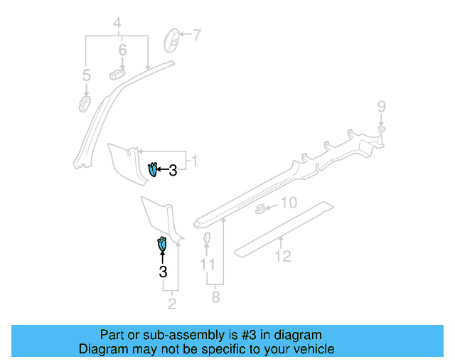 Cowl Trim Clip 1J0-867-276-B - View 4