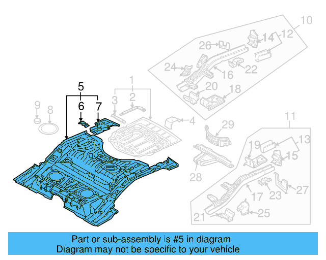 Floor Pan Assembly 7L0-802-011-E - View 3