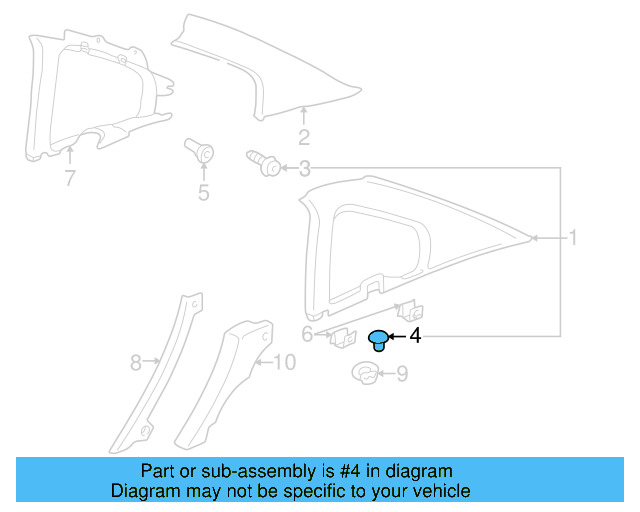 Upper Quarter Trim Clip 3B5-868-449 - View 14