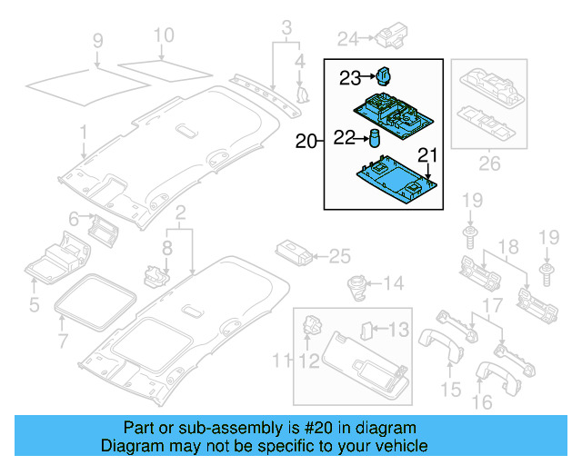 Map Lamp Assembly 17A-947-105-WHI - View 8