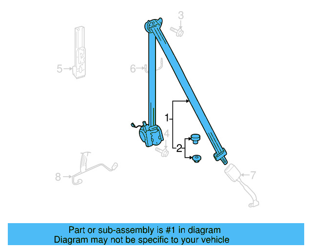 Lap & Shoulder Belt 1K3-857-706-H-RAA - View 2