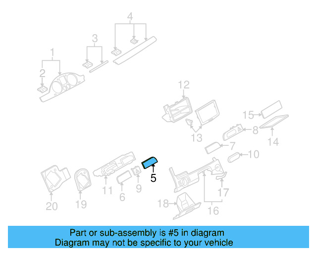 Trim Bezel 3C0-858-342-R-3H5 - View 12