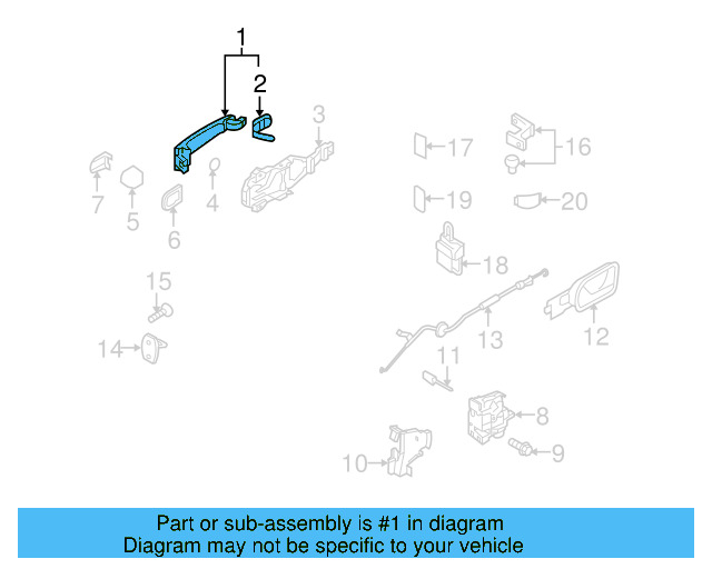 Handle, Outside (Unpainted) 3b0837205ggru - View 2