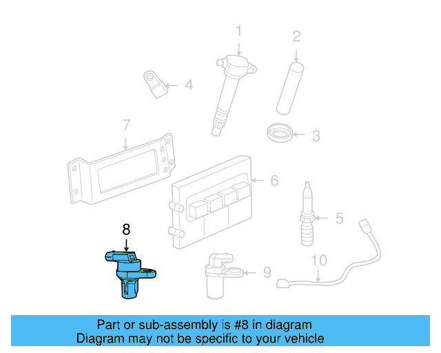 Camshaft Position Sensor 7B0-907-601-A - View 2