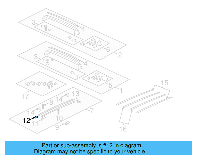 Roof Luggage Carrier Side Rail Cap 7L0-860-187-E-8Z8 - View 6