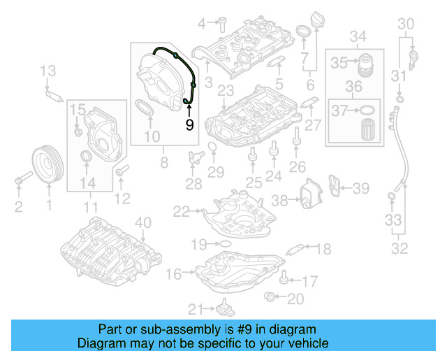 Engine Timing Cover Gasket 06L-103-483-A - View 9