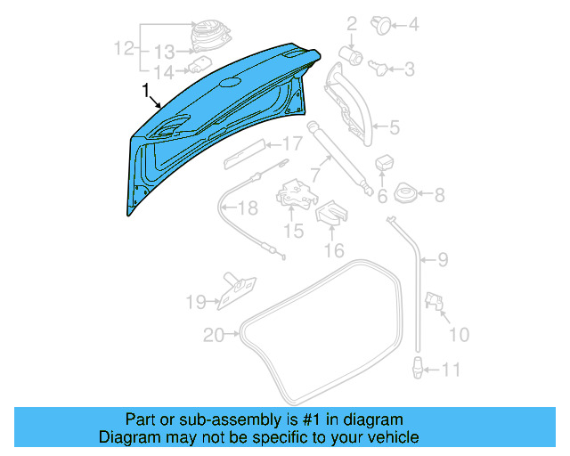 Trunk Lid 3C5-827-025-H - View 2
