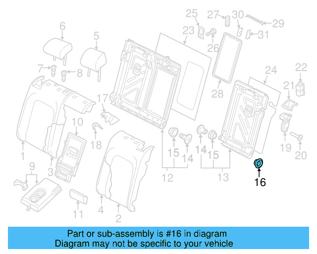 Seat Back Frame Grommet 5Q0-885-678-B-9B9 - View 14
