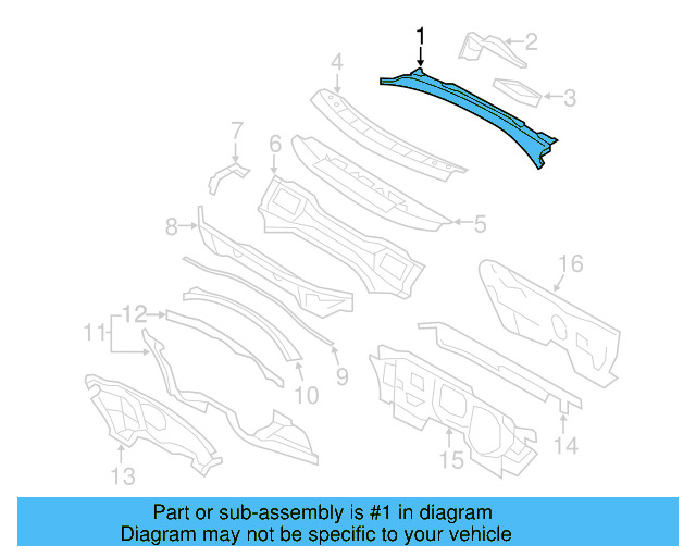 Cowl Top Panel 1K1-819-415-B-9B9 - View 5