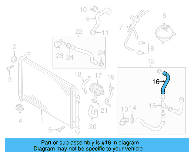 Water Hose 5C0-121-063-B - View 10
