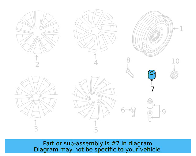 Wheel Bolt Cover 3C0-601-173-9B9 - View 7