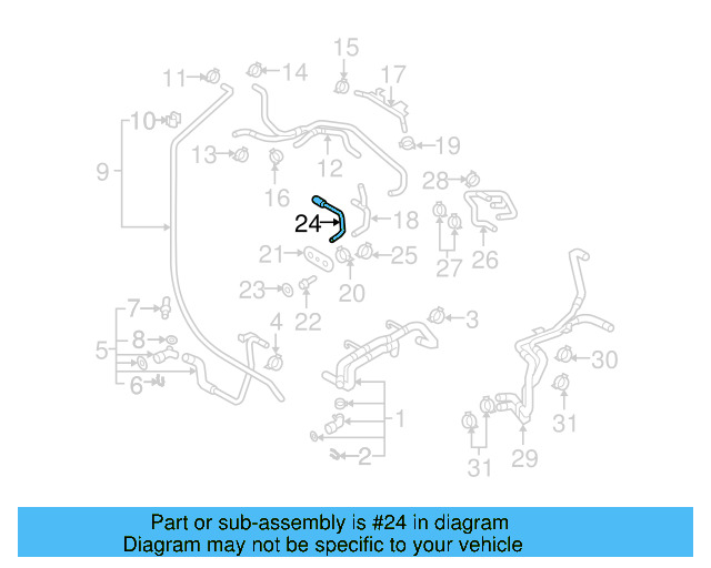 Water Hose 7L0-121-058-C - View 2