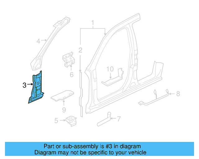 Hinge Pillar Reinforced 7L0-809-204-A - View 3