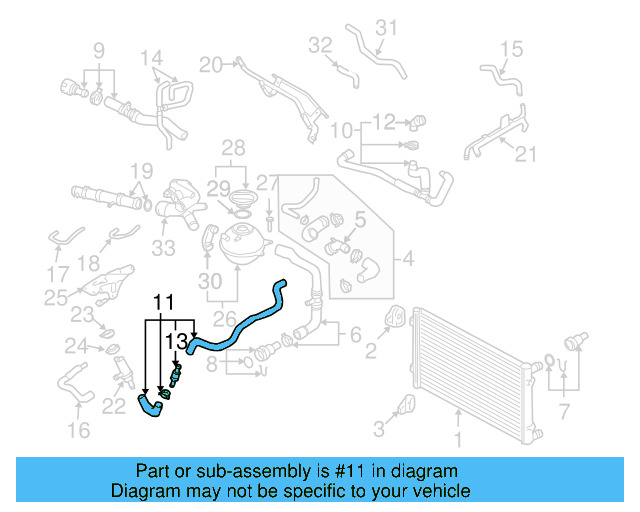 Engine Coolant Hose 1J0-121-086-BL - View 4