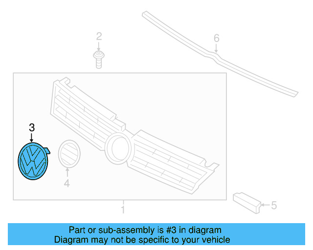 Grille Emblem 7P6-853-601-D-FOD - View 5