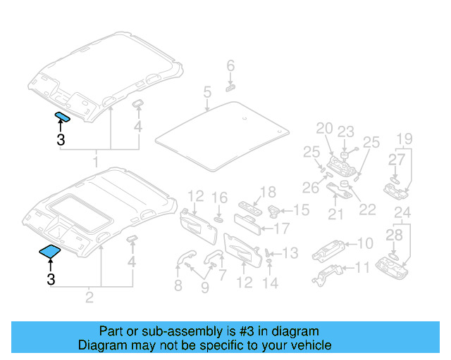 Headliner Reinforcement 3B0-867-599 - View 5
