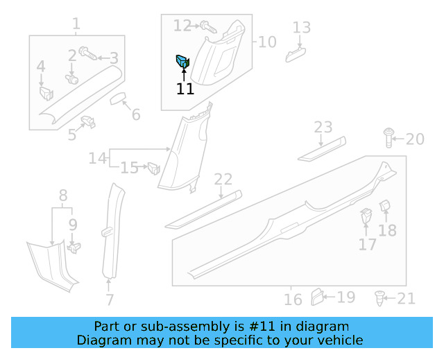 Upper Center Pillar Trim Retainer Nut 1K0-880-288-A - View 65