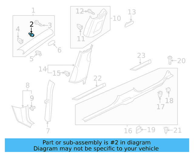 Upper Center Pillar Trim Retainer Nut 1K0-880-288-A - View 66