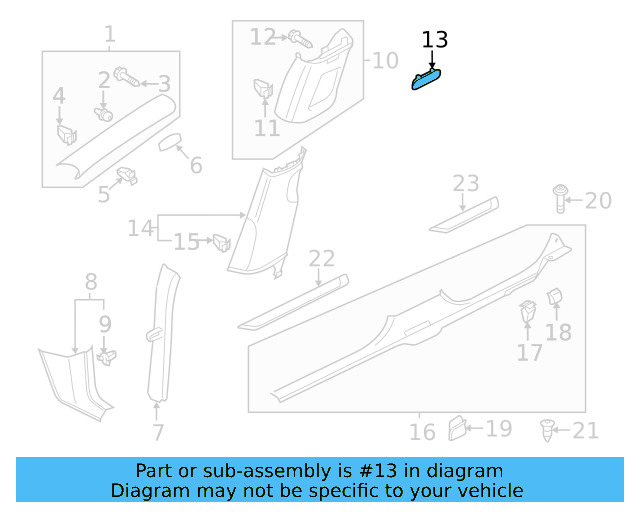 Upper Center Pillar Trim Trim Plate 1K8-853-437-ZA2 - View 2