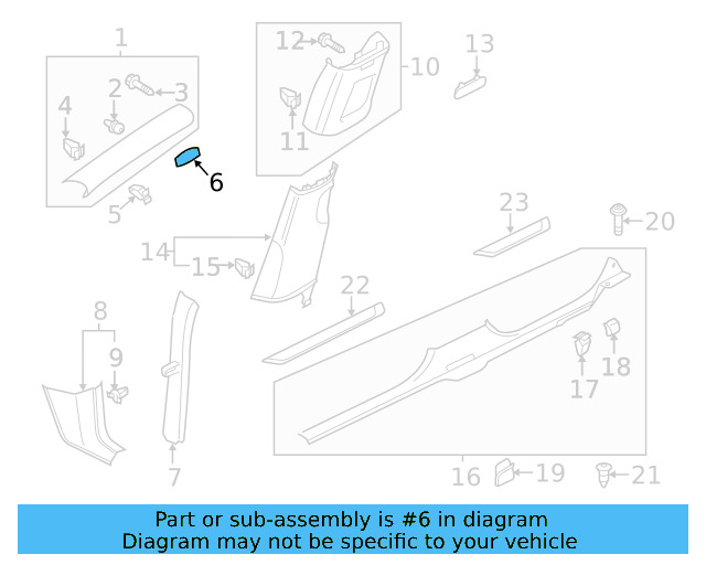 Upper Center Pillar Trim Trim Plate 1K8-853-437-ZA2 - View 3