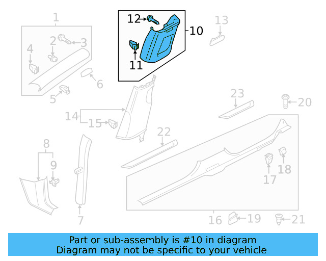 Upper Center Pillar Trim 561-867-244-A-ZA2 - View 3