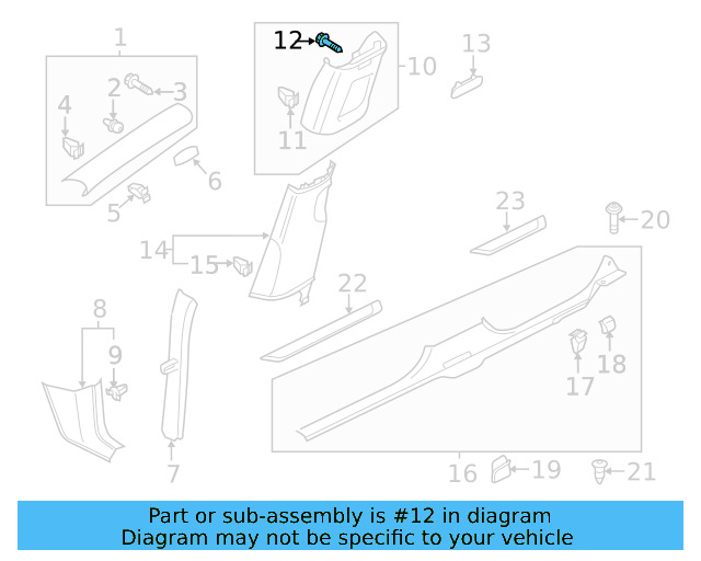 Upper Center Pillar Trim Screw N-107-529-01 - View 4